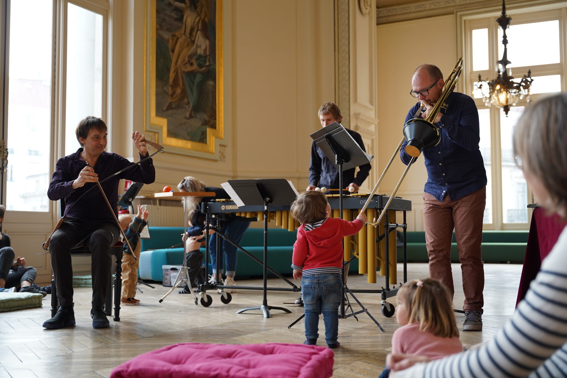 Photo d'un Petit Parcours avec Ludovic Nicot (violon), Thomas Callaux (trombone) et Steeve Clarenbeek-Gennevée - Saison 21-22